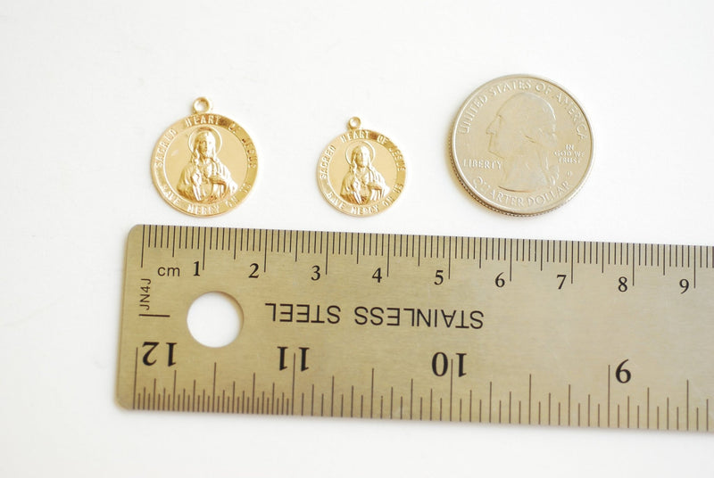 Wholesale 14k Gold Filled Round Jesus Pendant- 14kGF Round Disc, Jesus De Cristo, Medallion, Coin, Gold Fill Jewelry, Religious Charm Pendant