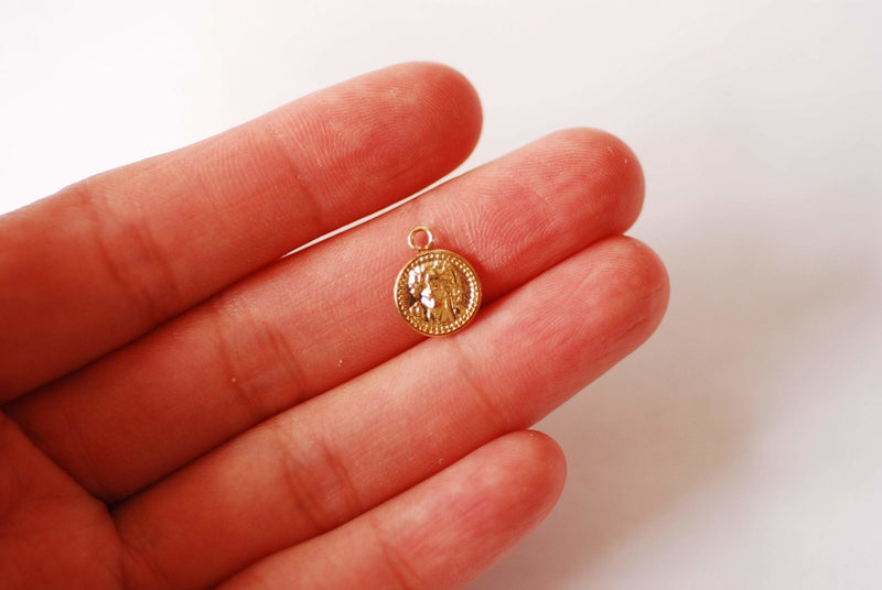 Wholesale 14k Gold Filled Round Religious Jesus Face Charm - 14kgf Gold Fill Small Round Disc, Gold Filled Rosary Jesus De Cristo Charm Pendant