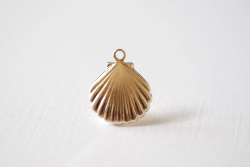 14K Gold Wholesale Filled Shell Pendant Charm,Gold Filled Sea Shell Seashell, Ocean Sea Life Charms, Gold Filled Scallop Shell Charm, R228-09