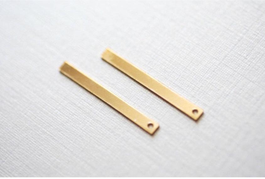 Blank Bar Charm, 14/20 Gold-Filled, 25mm x 2.5mm, Bar Drop Dangle Charm One Hole