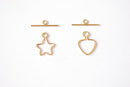 14k Gold Filled Star or Heart Toggle Set - 14kGF Gold Filled Bar Wire Star Heart Choker Necklace Component Jewelry Making Wholesale