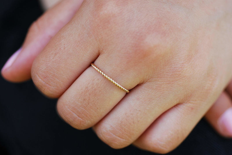 Wholesale 14k Gold Filled Twisted Ring- Gold Filled Stacking Ring, Minimalist Ring Band, Midi ring, Everyday Jewelry, Thin Twist Wedding Band [18]