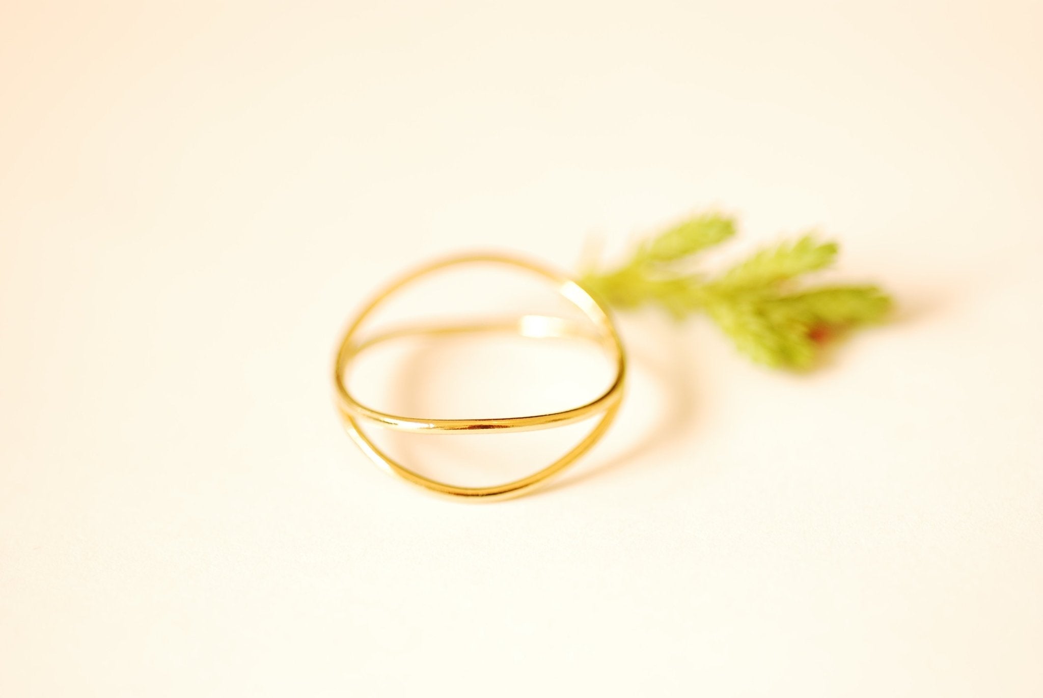 Wholesale 14k Gold Filled Wave Ring - Gold Filled two ring band minimalist double band wrap ring stacking ring parallel bar ring cross ring [28]