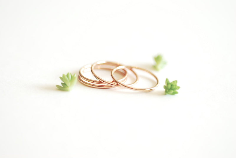 Wholesale 14k Rose Gold Filled Minimalist Stacking Ring- Everyday 14k pink thin knuckle ring, midi ring, thin ring band, delicate dainty ring [1]
