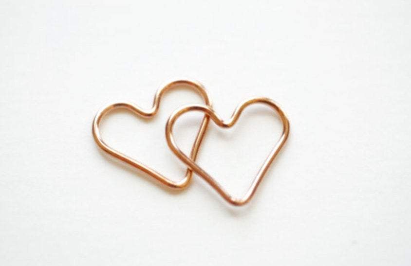Open Wire Heart, Wholesale, 14/20 Rose Gold-Filled, 15mm x 12mm, 18 Gauge, Heart Connector Link Spacer Jewelry Supplies Jump Rings