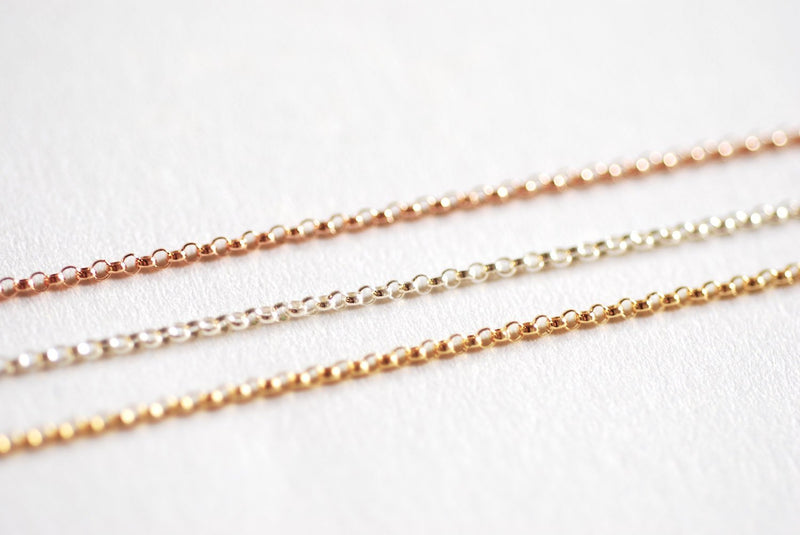 14k Rose Gold Filled Rolo Chain- 1.4mm Unfinished Rolo Chain by Foot, 14kt Gold Filled Chain, Wholesale BULK Jewelry Findings 1/20 14kt GF