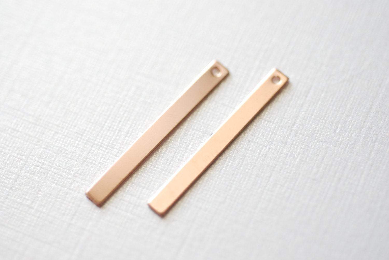 Blank Bar Charm, 14/20 Rose Gold-Filled, 25mm x 2.5mm, Bar Drop Dangle Charm One Hole