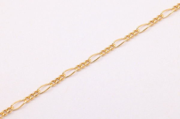 14K Solid Gold 1.5mm Figaro Chain, Uncut by Foot Chain, Bulk Discounts, Jewelry Making Chain - HarperCrown