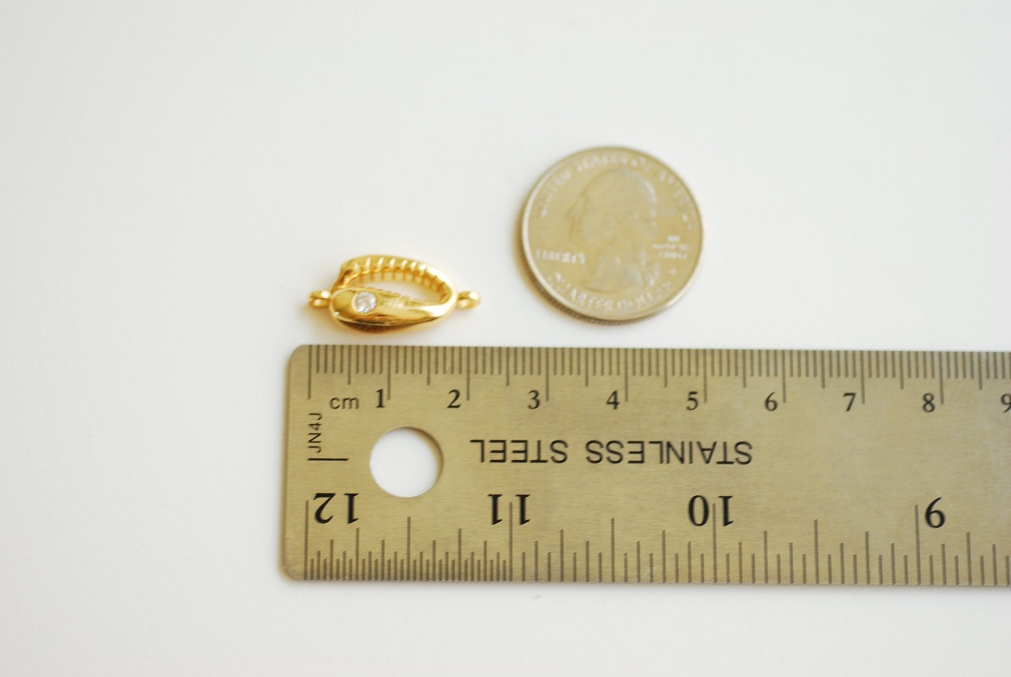 Wholesale 18k Gold Cowry Shell Connector Charm Pendant- Single CZ Cubic Zirconia Cowry Charm, Cowrie Shell, Cowry Shell, Gold Cowrie Cowry Shell