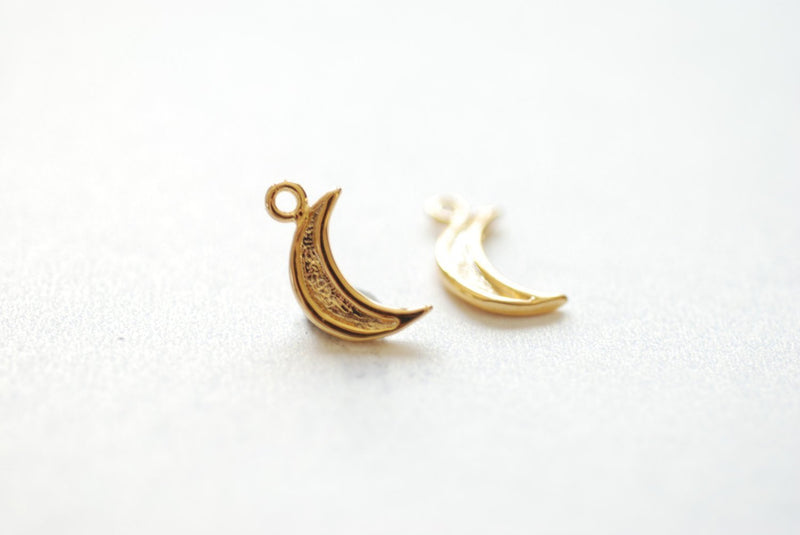 Shiny Wholesale Vermeil Gold Crescent Moon - Small gold crescent moon, 18k gold plated over sterling silver moon, Gold Half moon charms, 25