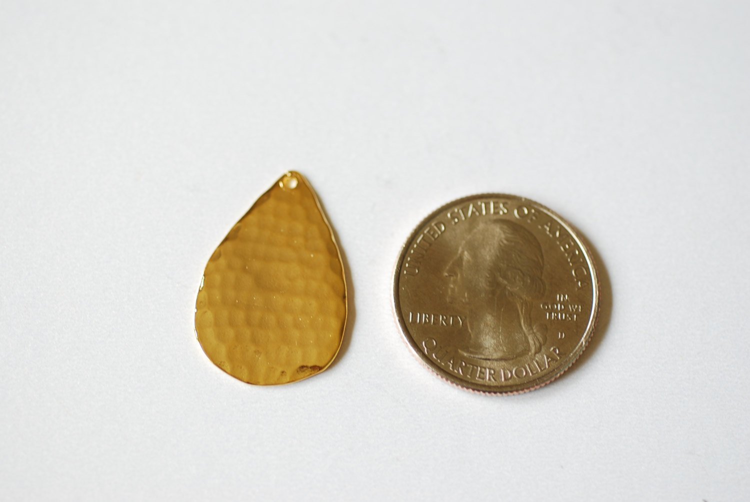 1pair Shiny Vermeil Gold Teardrop Earrings- 18k gold plated over Sterling Silver Earring Findings, Gold Hammered Teardrop Charm, Earrings