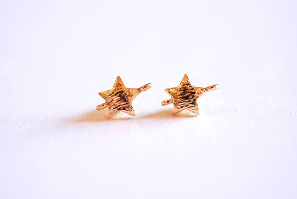 14k Gold Filled Brushed Star Connector Charms, Small Gold Star Connector Link Spacer, Textured Star, Twinkle Star, Night Sky, Puffy Star,153