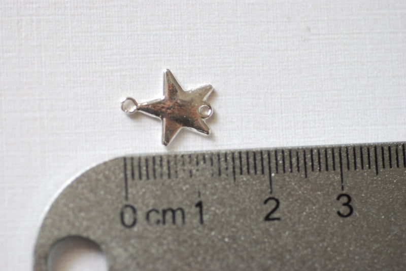 2 pc Sterling Silver Star Connector Charm, 925 Sterling silver Star Blanks, Sterling Silver Star, Silver Star Charm, Flat Silver Star, Star Beads