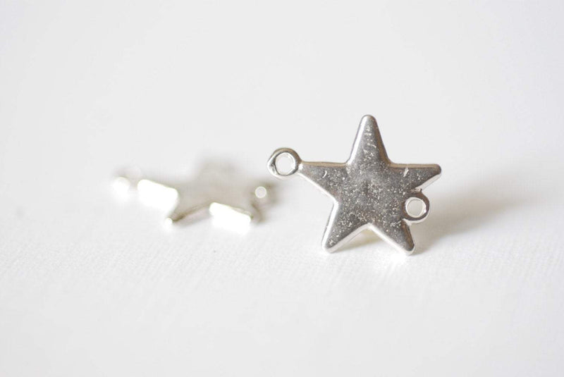 2 pc Sterling Silver Star Connector Charm, 925 Sterling silver Star Blanks, Sterling Silver Star, Silver Star Charm, Flat Silver Star, Star Beads