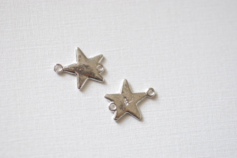 2 pc Sterling Silver Star Connector Charm, 925 Sterling silver Star Blanks, Sterling Silver Star, Silver Star Charm, Flat Silver Star, Star Beads
