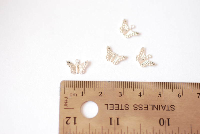 2 PCS 12mm Gold Filled and Sterling Silver Butterfly Charm Small