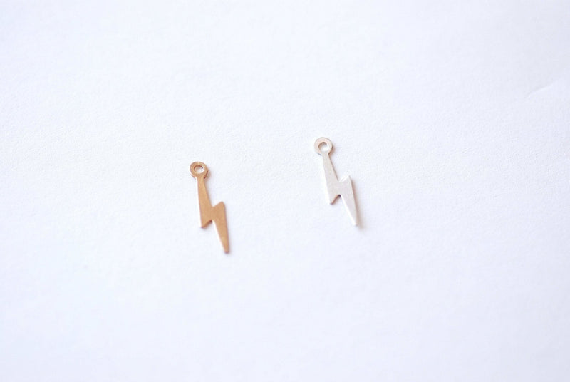 2 pcs 14k Gold Filled Lightning bolt Charm - Sterling Silver Gold Fill Bolt of Lightning Drop Wholesale Gold Filled Charms VermeilSupplies