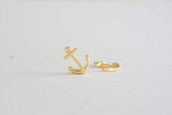 2 pcs Matte Vermeil Gold Anchor Charm- 22k gold plated over Sterling Silver, Vermeil Rose Gold Anchor Pendant, Small Anchor, Nautical, 24 - HarperCrown