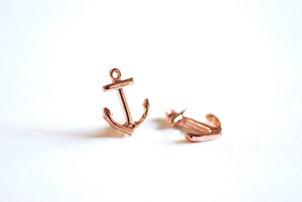 2 pcs Pink Rose Gold Vermeil Anchor Charm- 22k gold plated over Sterling Silver, Vermeil Rose Gold Anchor Pendant, Small Anchor, 24 - HarperCrown