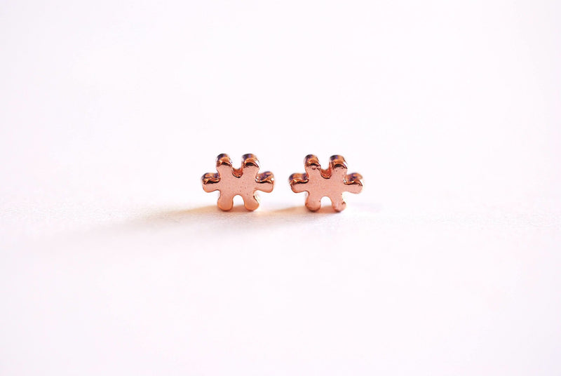 2 pcs Puzzle Beads- Gold, Sterling Silver, Rose gold, Puzzle Bead, Autism Awareness charm, jigsaw bead, puzzle charm, Puzzle Connector, 343 - HarperCrown
