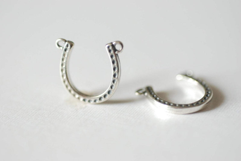 2 pcs Sterling Silver Horseshoe Connector Charm - 925 Silver Horseshoe Charm Pendant, Sterling silver Charms, Wholesale Bulk Supply, 157 - HarperCrown