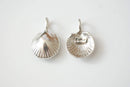 2 pcs Sterling Silver Sea shell, silver sea shell, Sea shell charm, sea life nautical beach charm, vermeil gold clam shell charm pendant, 70 - HarperCrown