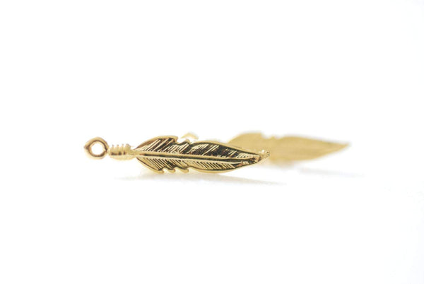 2 pcs Vermeil Gold Feather Charm -18k gold plated over sterling silver, Vermeil Gold Small Bird Feather Charms, Tribal Feather Charms - HarperCrown