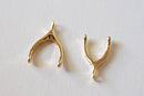2 pcs Vermeil Gold Wishbone - 18k gold over sterling Silver Wishbone Pendant, Gold Wishbone Charm, Lucky Wishbone, Wholesale Beads, 7 - HarperCrown