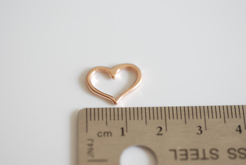 2 pcs Vermeil Rose Gold Open Heart Charms, Gold heart Connector, Vermeil Heart Charms Pendants, Gold Heart Charm, Rose Gold Heart Charm - HarperCrown