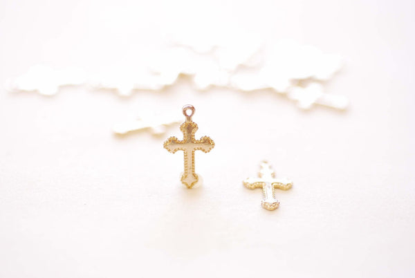 2 pieces 14k Gold Filled Ornate Cross Charm - Gold Filled Rosary Christian Catholic Jesus Small Cross Faith Rope Cross Blank - HarperCrown