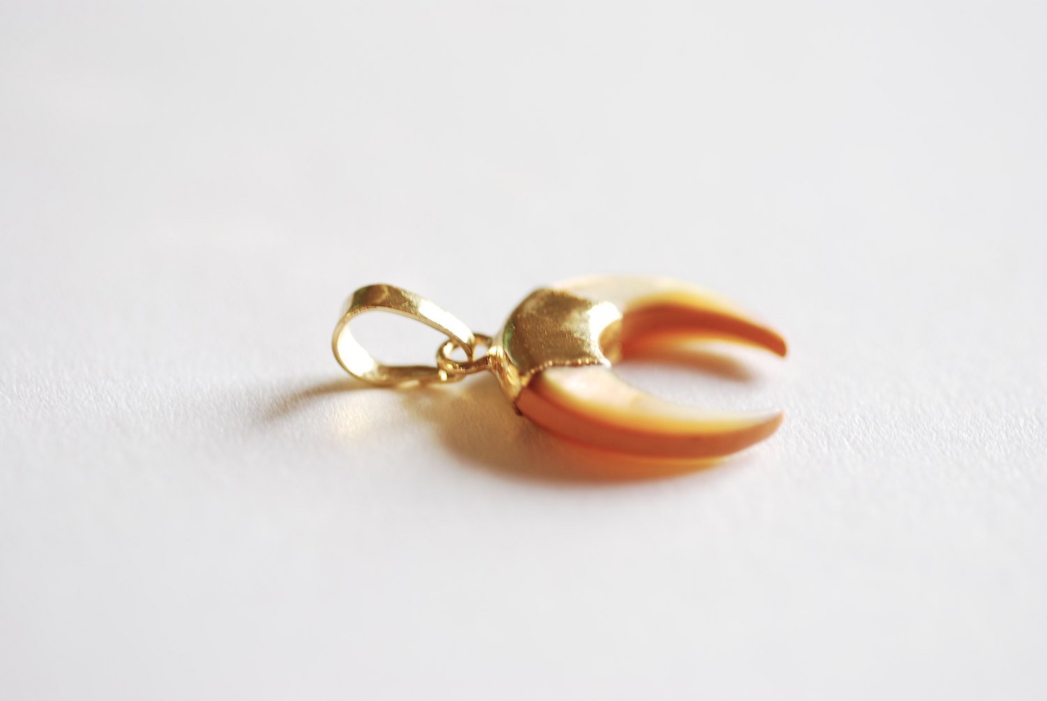 20mm 24k Gold Electroplated Crescent Moon Charm Pendant- Gold Double Horn Charm Pendant, Attached Bail, Half Moon Charm, Gold Moon Charm - HarperCrown