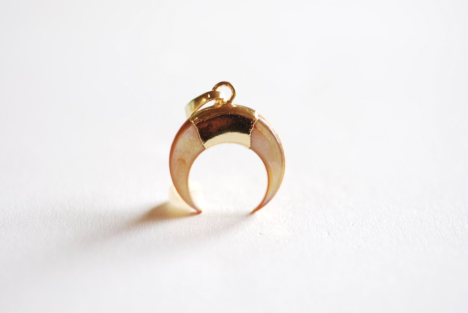 20mm 24k Gold Electroplated Crescent Moon Charm Pendant- Gold Double Horn Charm Pendant, Attached Bail, Half Moon Charm, Gold Moon Charm - HarperCrown