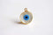 22k Gold Plated Electroplated Rim Evil Eye Charm Pendant- Gold Round Evil Eye Charm with Attached Bail, Natural White Shell Evil Eye, Hamsa - HarperCrown