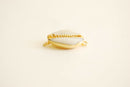 24k Gold Real Natural Cowrie Connector Shell, Natural gold dipped shell pendant, Gold Cowrie shell pendant charm, Cut Cowrie Shell Beads - HarperCrown