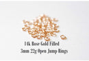 25 pcs 3mm 14K Rose Gold Filled Open Jump Rings, 3.mm Rose GOLD FILLED 14k Open Jump Rings Connectors, Rose Gold Jump Rings - HarperCrown