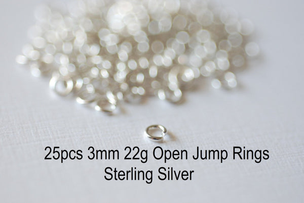 25 pcs Sterling Silver 3mm Open Jump Rings- 22 gauge, Wholesale Sterling Silver Findings - HarperCrown