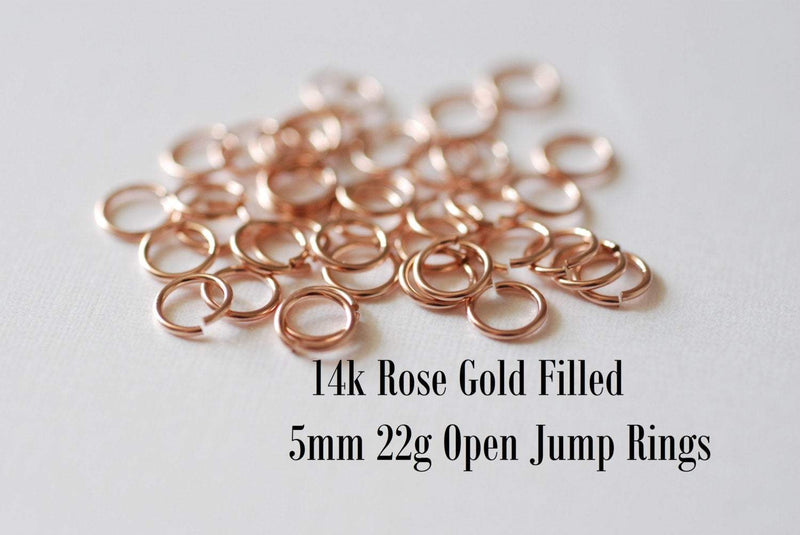 25 Pieces - 14k Rose Gold Filled Open Jump Rings 22 gauge - 5mm Jump Ring - Jewelry Closure - Pink Gold Findings - Wholesale Jewelry Supplies
