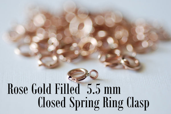 25 Pieces - 14k Rose Gold Filled Spring Clasps - 5.5mm Closed Spring Clasp - Jewelry Closure - Pink Gold Clasp - Wholesale Jewelry Findings