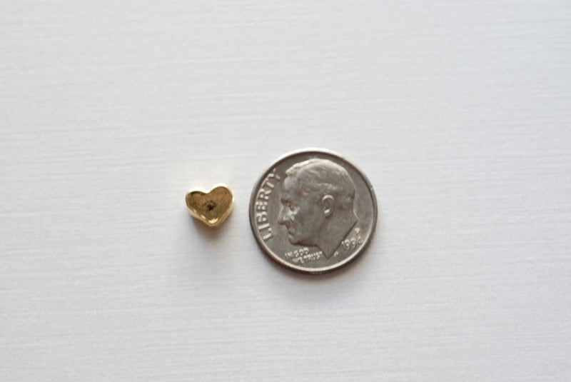 Shiny Wholesale Vermeil Gold Heart Beads- 18k gold plated sterling silver, Gold Heart Focal Bead, Gold Heart Blank Charm, Gold Heart Beads, 104