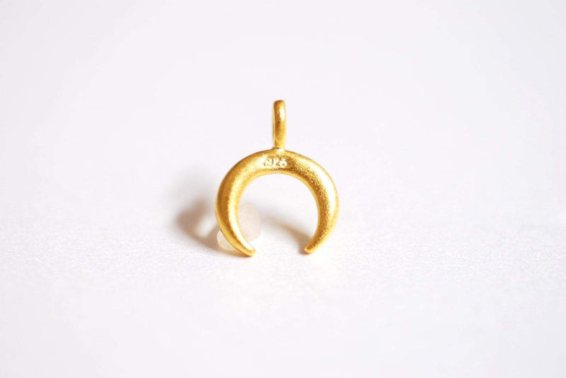 Matte Wholesale Gold Crescent Moon Charm- Small Crescent Charm, Double Horn, Gold Half Moon, Tiny horn Charm, Upside Down Crescent, Letter C, 274