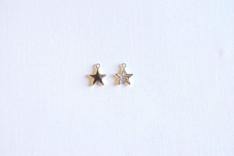 Matte Wholesale Gold Vermeil Star Blank Charm- 22k gold plated Sterling Silver Star Charm, Small Gold Star Blanks, Pentagon Charm, Beads, 181