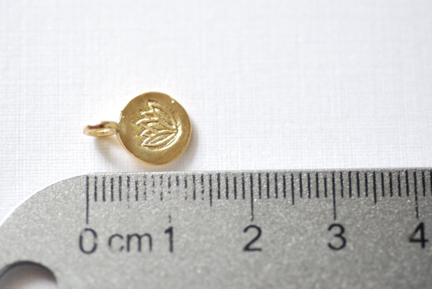 Lotus Flower Charm, Wholesale, 18K Matte Gold-Plated 925 Sterling Silver, 14mm, Water Lily Yoga