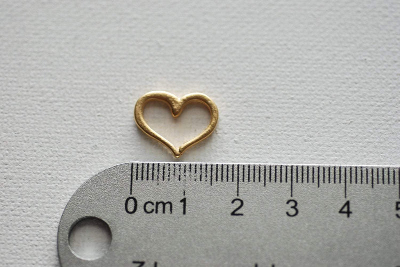 Matte Wholesale Vermeil Gold Open Heart Connector Charm- 18k gold plated over Sterling Silver Heart Charm, Gold Heart Charms Pendants, Spacer, 84