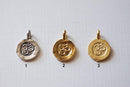 Matte Wholesale Vermeil Gold Spiritual Yoga Ohm Om Symbol Charm -18kt gold plated over Sterling Silver Om tag pendants, Gold Ohm om disc, 35