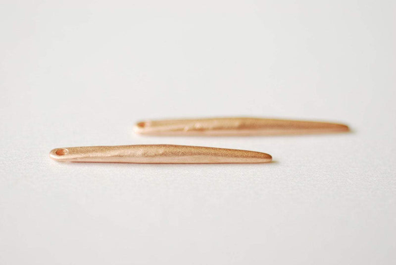 2pcs Matte Vermeil Rose Gold Needle Charm- 18k gold plated over sterling silver needle, dagger, spear, spike, pendulum, Pink Needle Charm,40