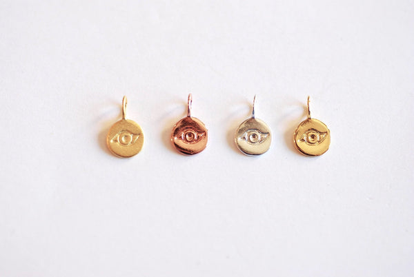 Round Wholesale Evil Eye Charm- Vermeil 22k Gold plated 925 Silver, Third Eye Charm, Small Evil Eye Ra Charm, Chakra, lucky eye, Yoga Charm, 410