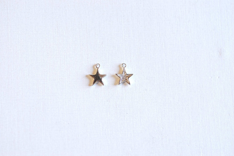 Shiny Gold Vermeil Star Blank Charm- 22k gold plated Sterling Silver Star Charm, Small Gold Star Blanks, Pentagon Charm, Beads, 181