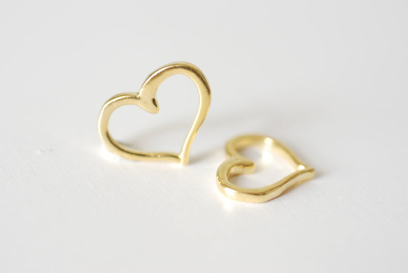 2pcs Shiny Vermeil Gold Open Heart Connector Charm- 18k gold plated over Sterling Silver Heart Charm, Vermeil Heart Charms Pendants, 84 - HarperCrown