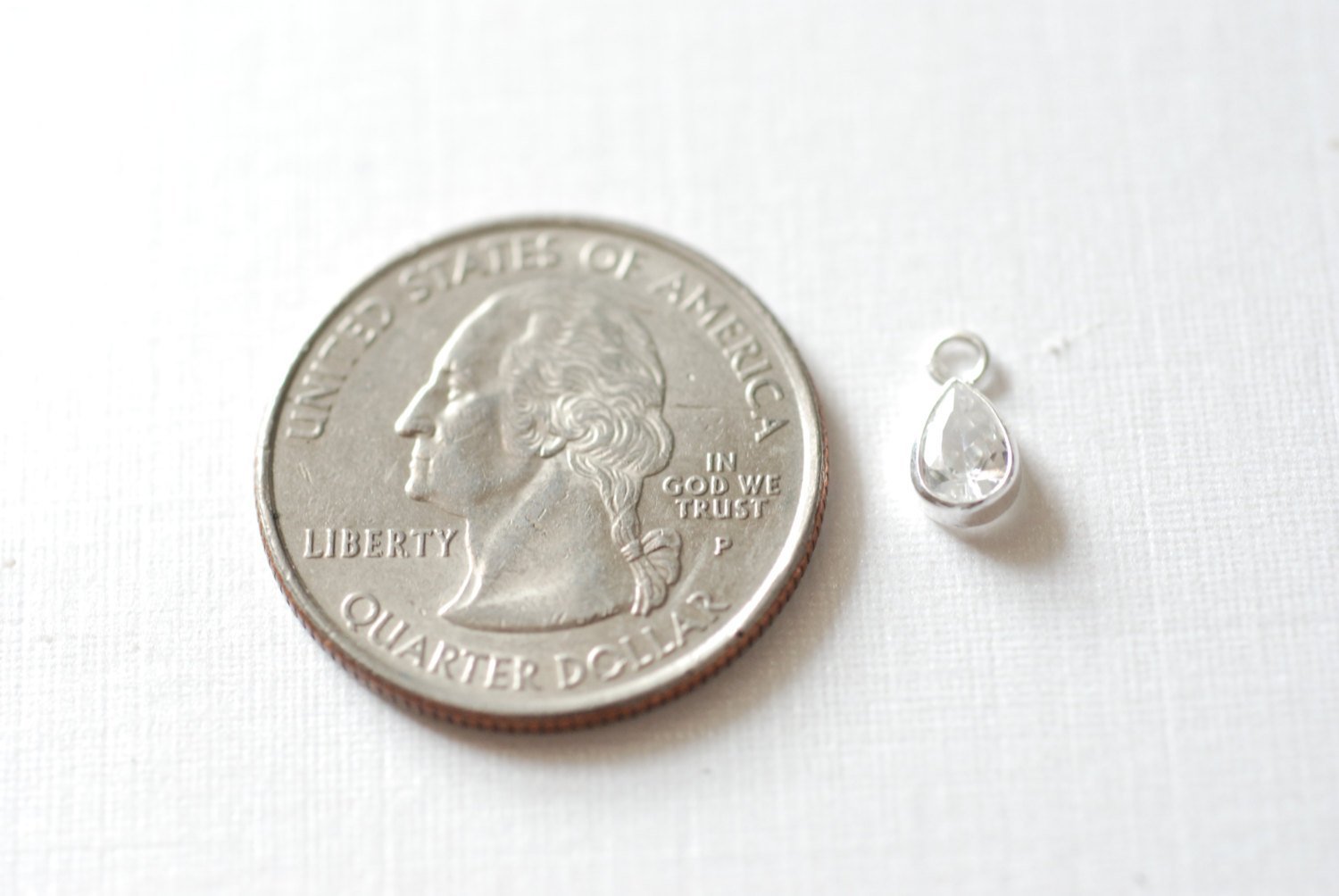 2pcs Solitaire Pendant Sterling Silver Teardrop Pendant for necklace April Birthstone, Sterling Silver Cubic Zirconia TearDrop Bezel Charm - HarperCrown