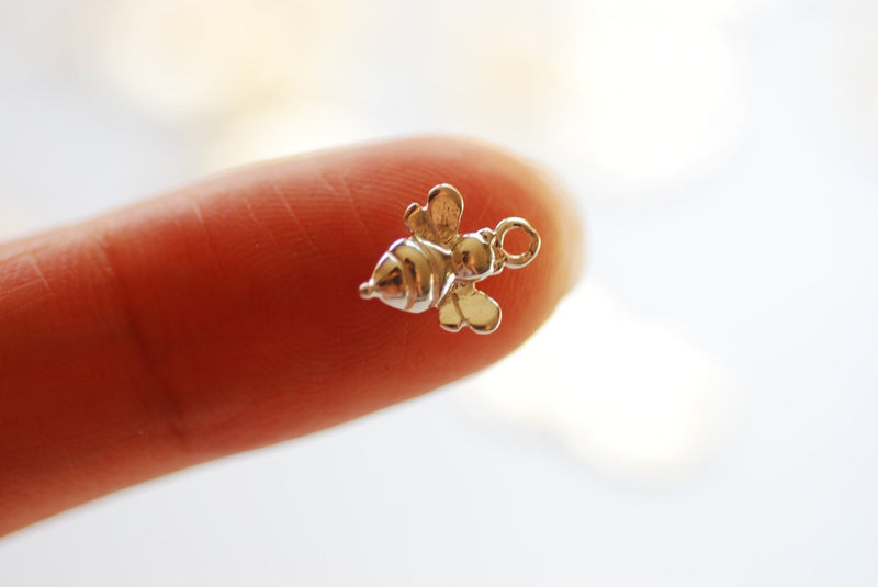 2pcs Sterling Silver Bumble Bee Charm - 925 sterling silver bee charm, Silver bumble bee charm, silver honey bee charm, Bee Pendant, 257 - HarperCrown